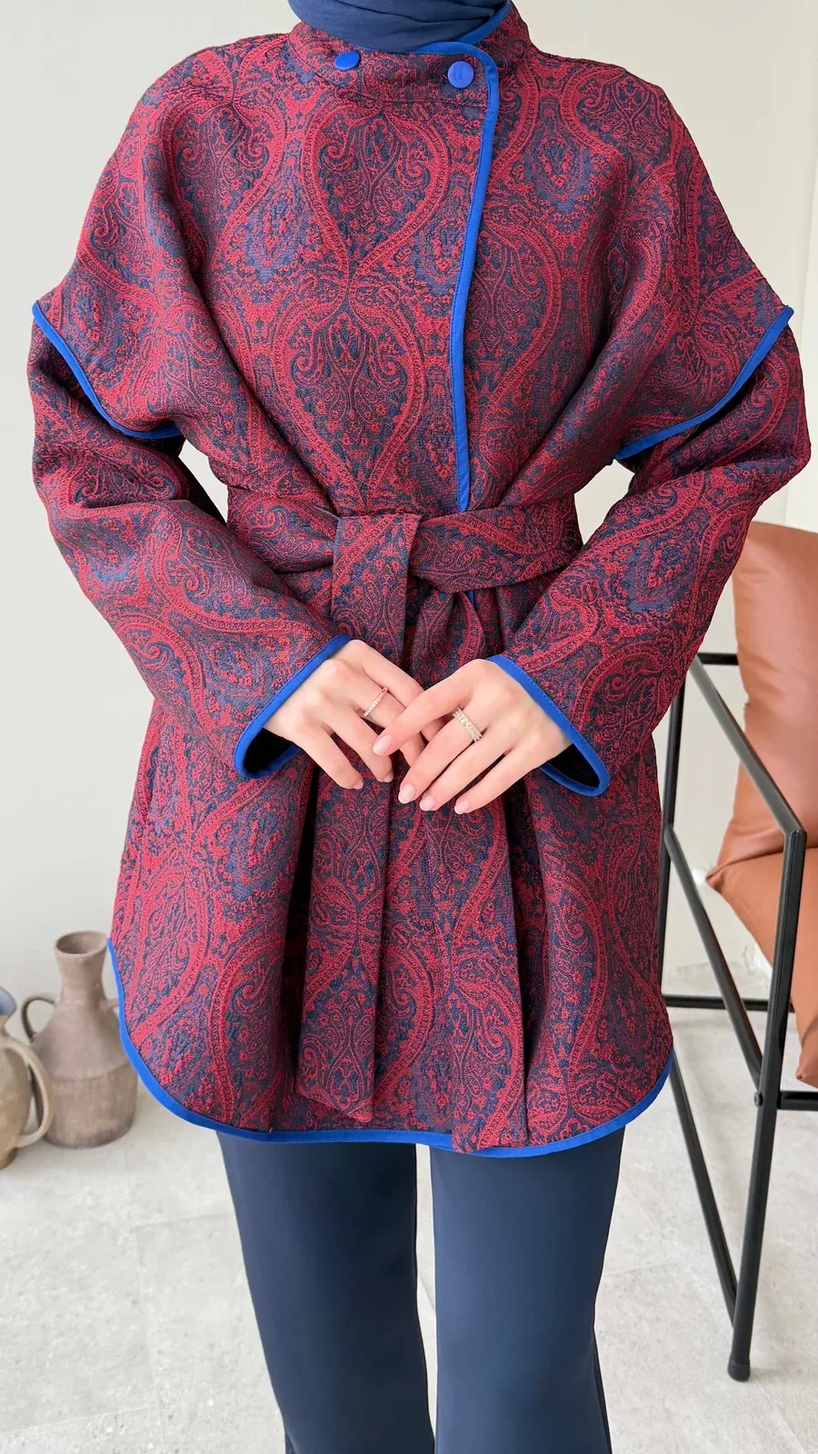 Etro Kuşaklı Kimono – Bordo, görsel 6