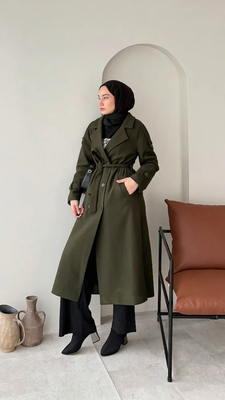 OLA Premium Kaşe Kaban HAKİ, görsel 2
