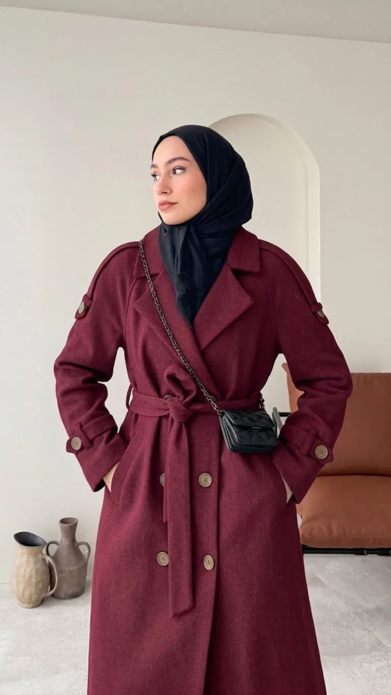 OLA Premium Kaşe Kaban BORDO, görsel 2