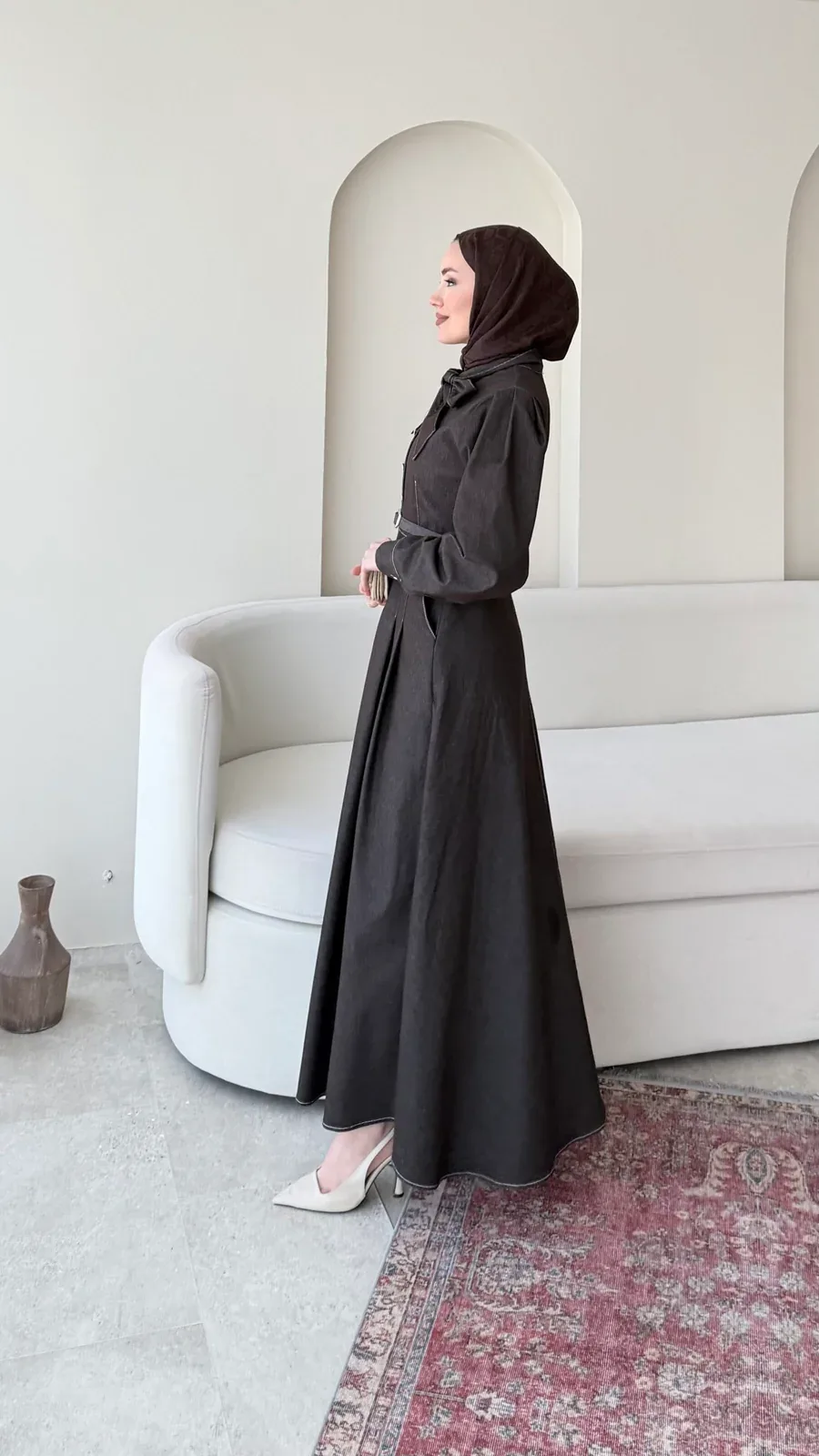 Vione Denim Elbise – Acı Kahve, görsel 6