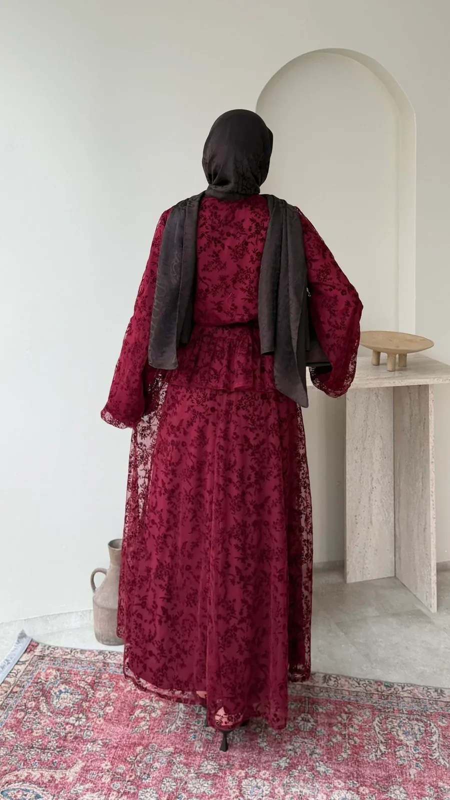 Flow Dantel Takım – Bordo, görsel 3