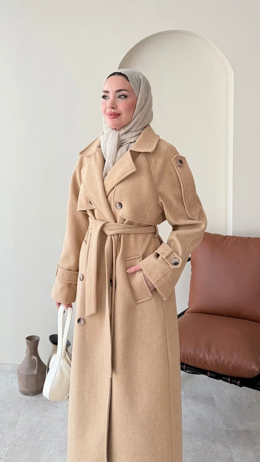 Bera Premium Kaşe Kaban – CAMEL, görsel 6