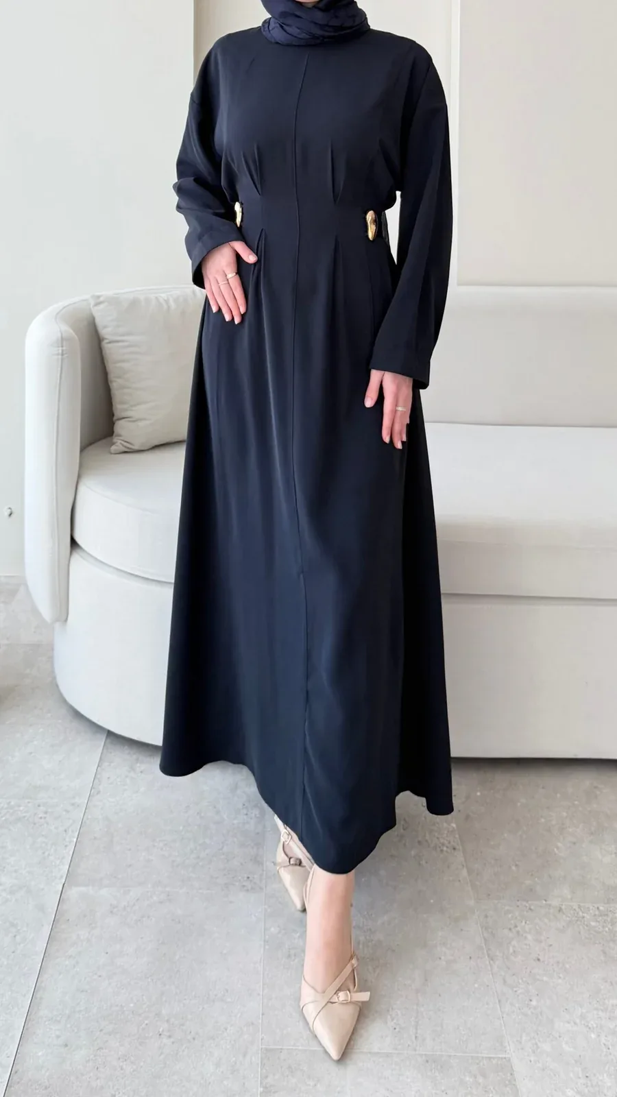 Meyla Gold Detaylı Elbise – Lacivert, görsel 5