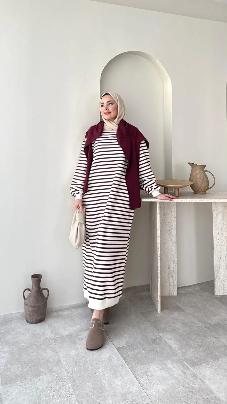 Misra Basic Elbise – Bordo, görsel 2