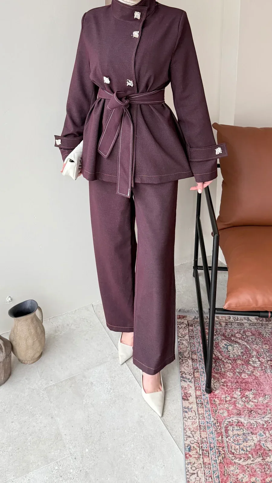 Miri Düğme Detaylı Takım – Mürdüm, görsel 6