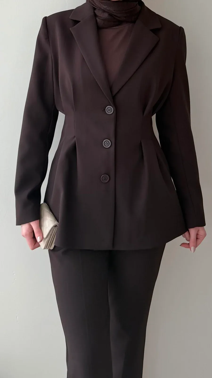 Polya Blazer Takım – Kahve, görsel 5