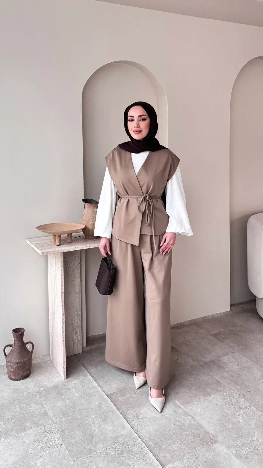 Calm Yelekli Takım – Vizon, görsel 1