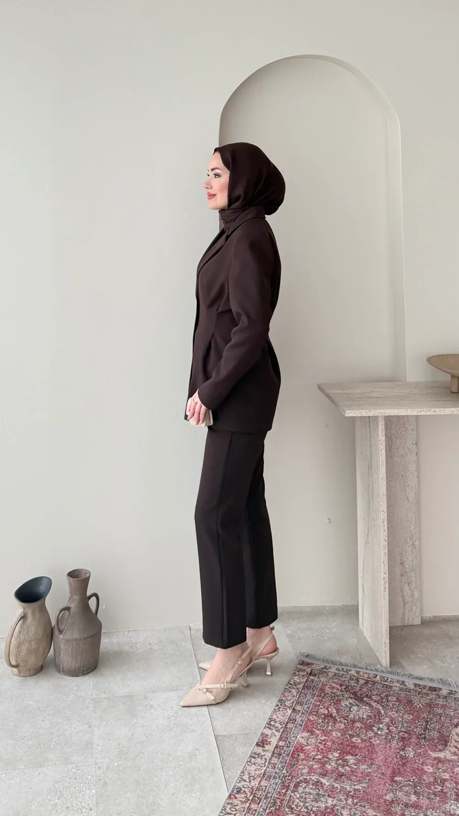 Polya Blazer Takım – Kahve, görsel 2