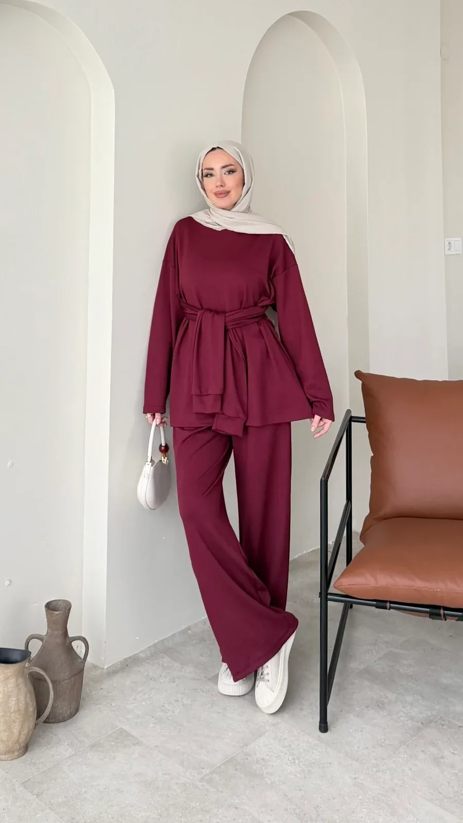 Liza Bağlamalı Oyşo Takım – Bordo, görsel 1