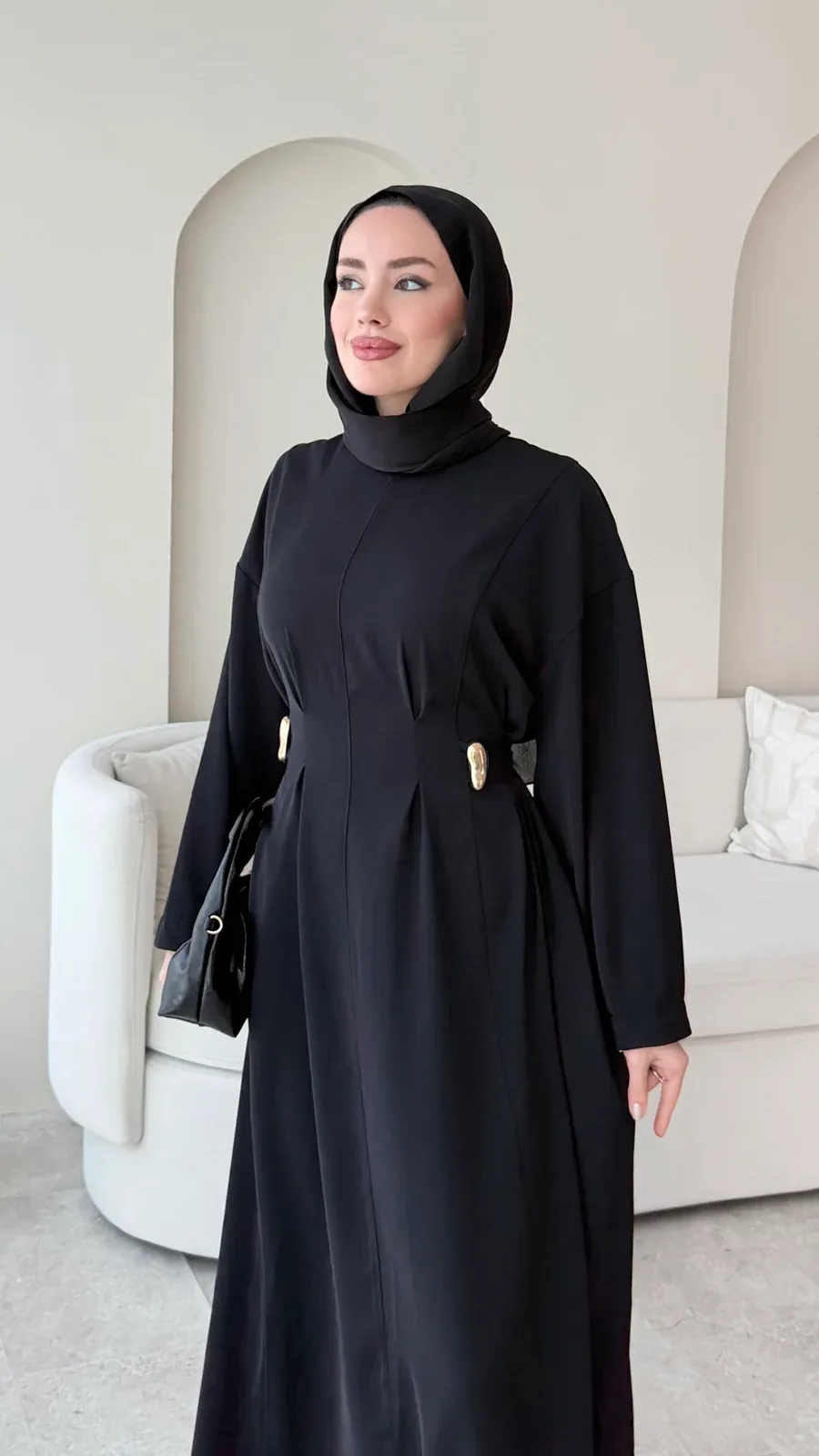 Meyla Gold Detaylı Elbise – Siyah, görsel 5
