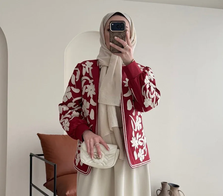 Quan Nakış Ceket – BORDO, görsel 1