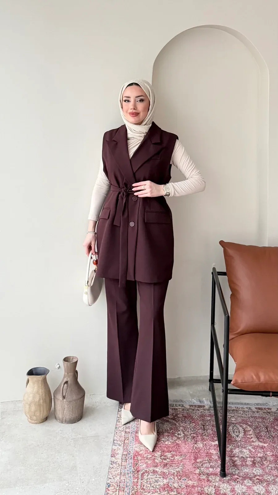 Penta Blazer Yelekli Takım – Mürdüm, görsel 1
