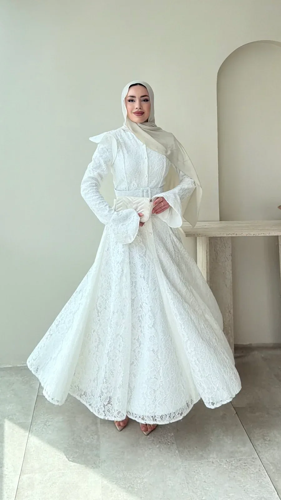 Madrid Volanlı Elbise – Beyaz, görsel 7