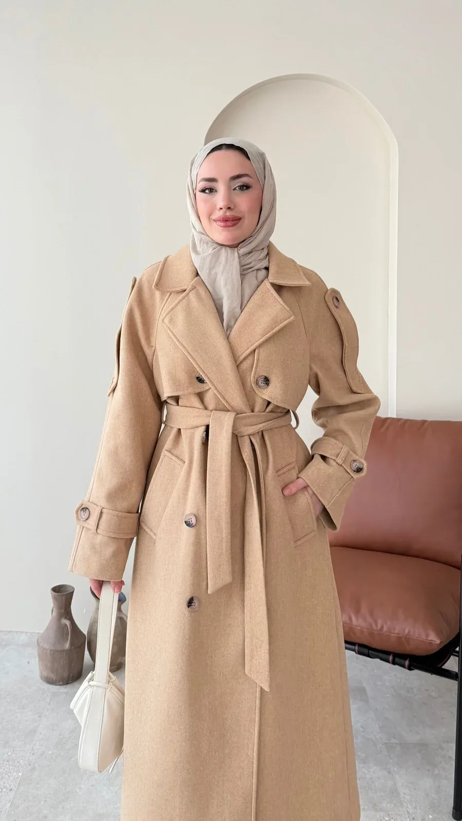 Bera Premium Kaşe Kaban – CAMEL, görsel 1