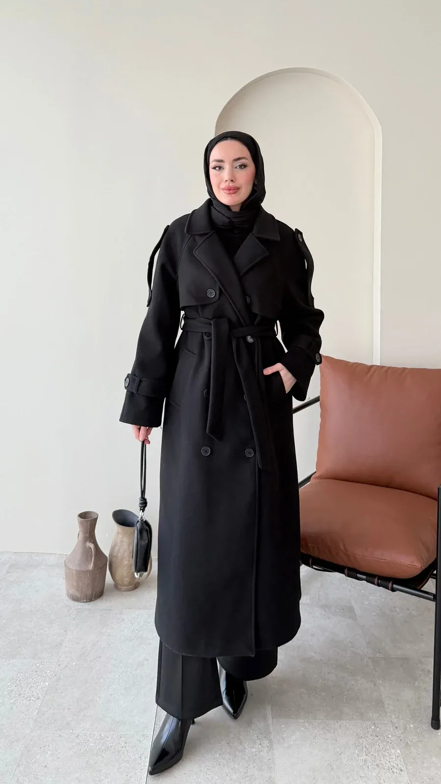 Bera Premium Kaşe Kaban – SİYAH, görsel 2