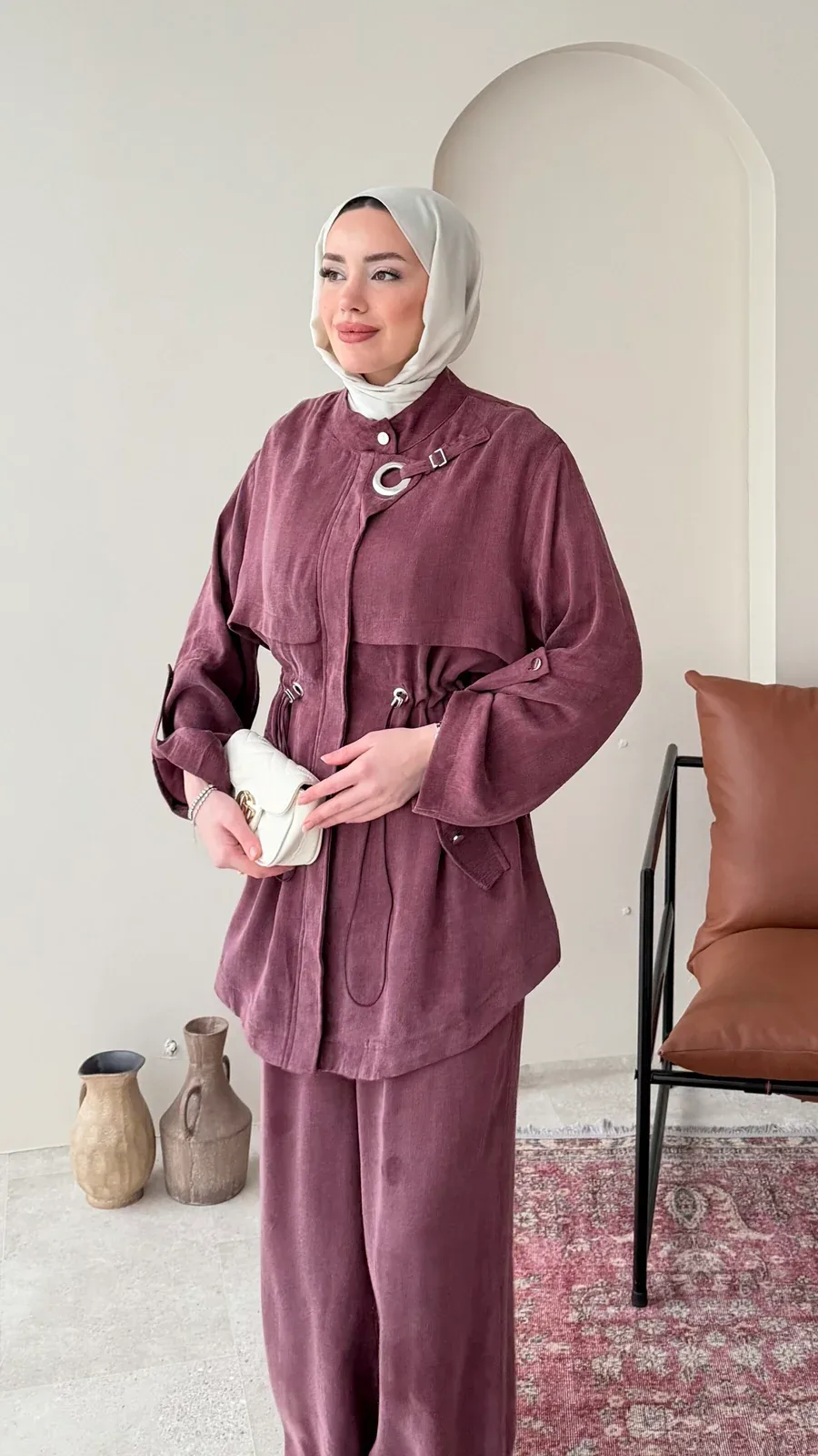Yâde İpeksi Qupra Takım – Mürdüm, görsel 5