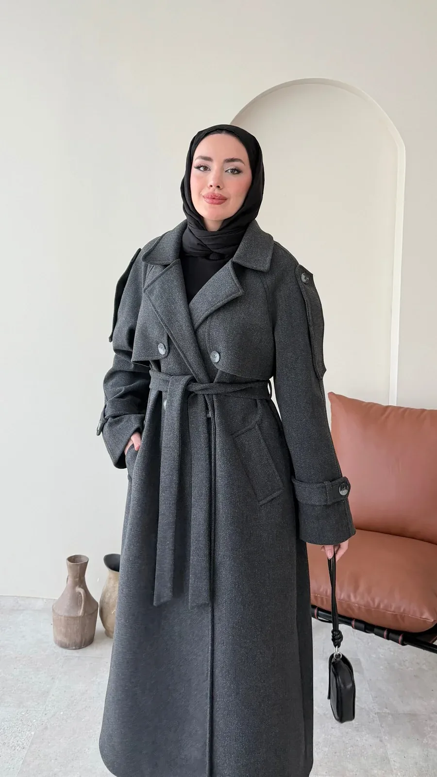 Bera Premium Kaşe Kaban – ANTRASİT, görsel 4