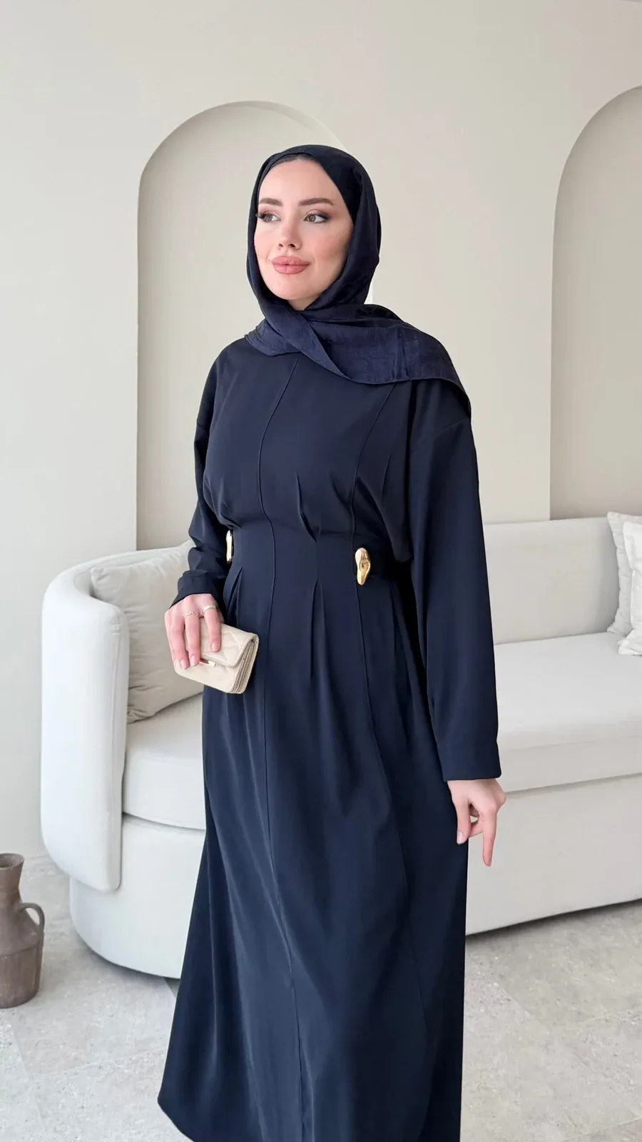 Meyla Gold Detaylı Elbise – Lacivert, görsel 7