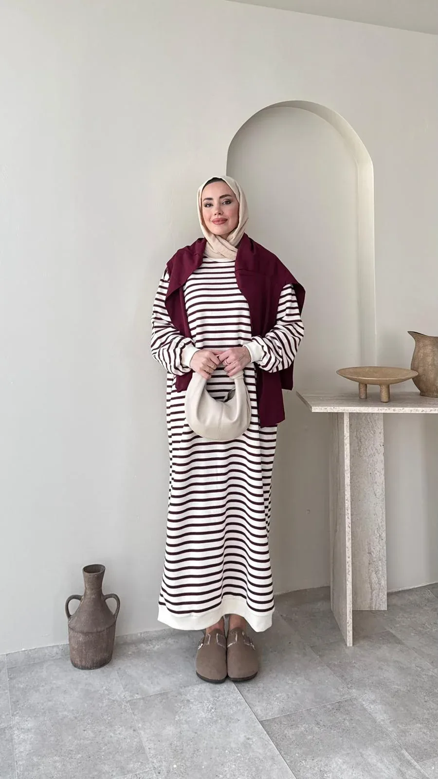 Misra Basic Elbise – Bordo, görsel 1