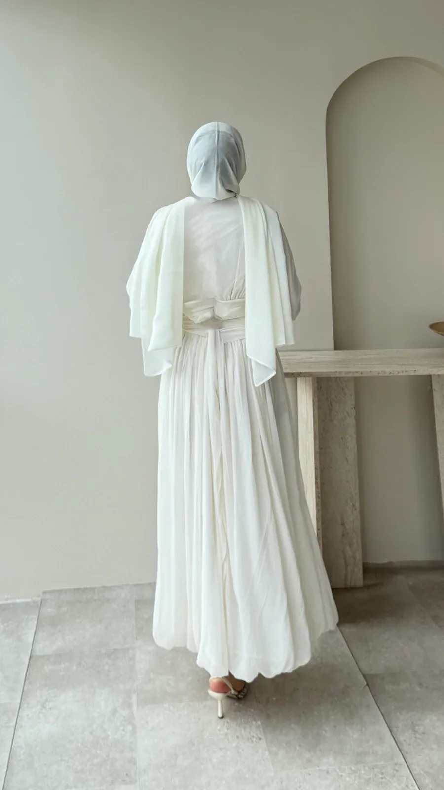 Real Taşlı Elbise – Beyaz, görsel 3