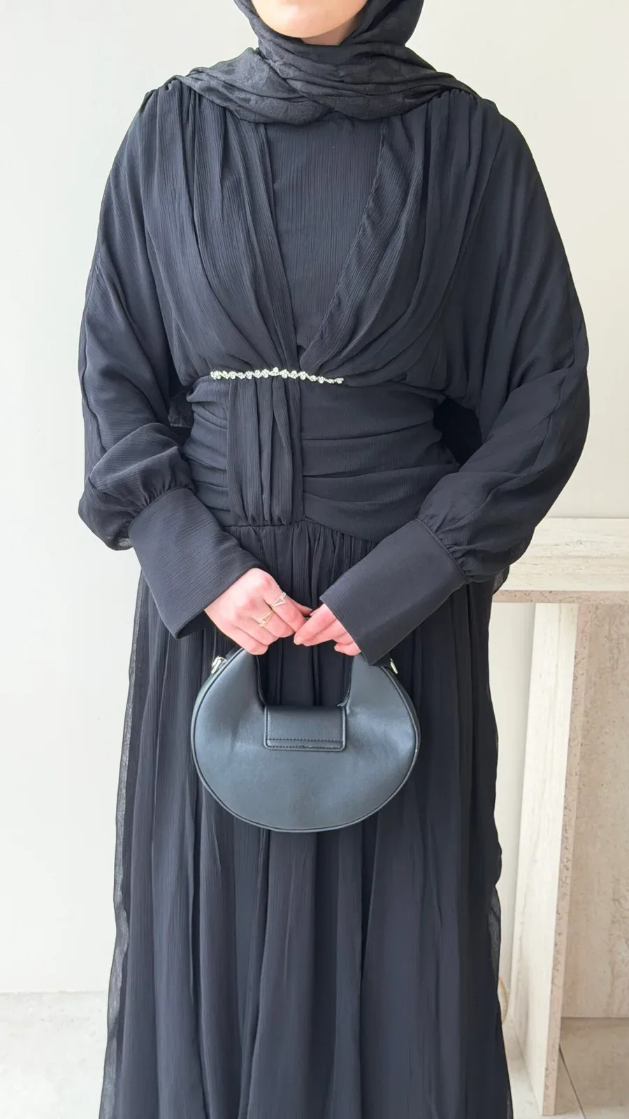 Real Taşlı Elbise – Siyah, görsel 5