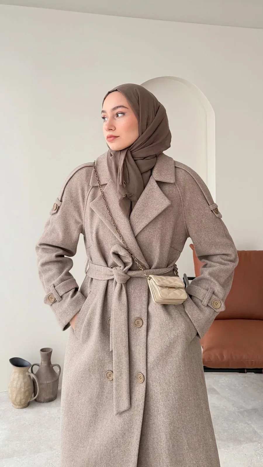 OLA Premium Kaşe Kaban VİZON, görsel 2