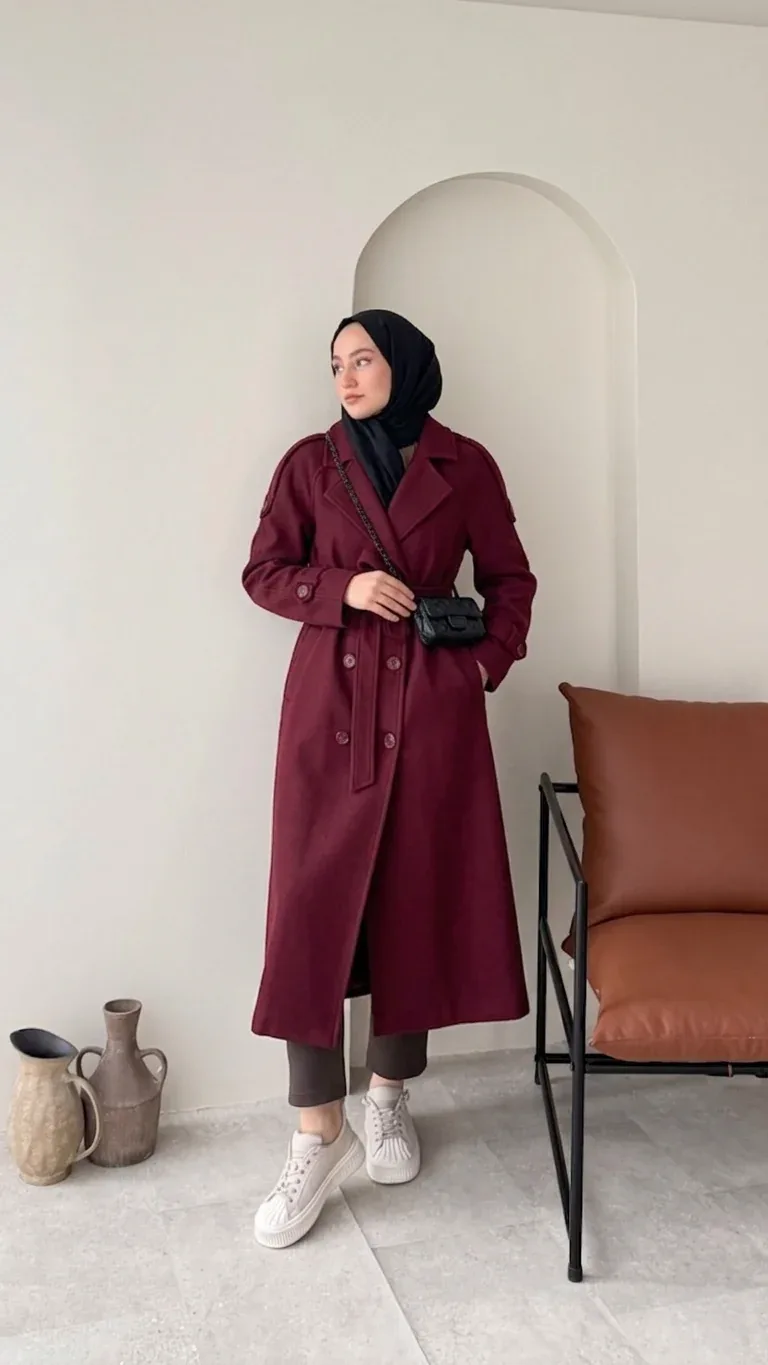 OLA Premium Kaşe Kaban BORDO, görsel 5