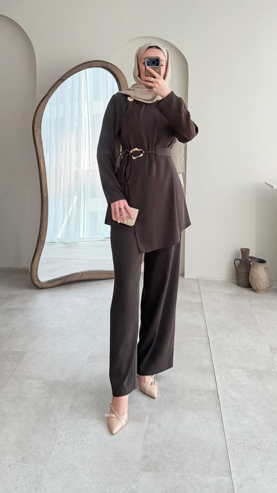 Tina Kemerli Takım – Kahverengi, görsel 6
