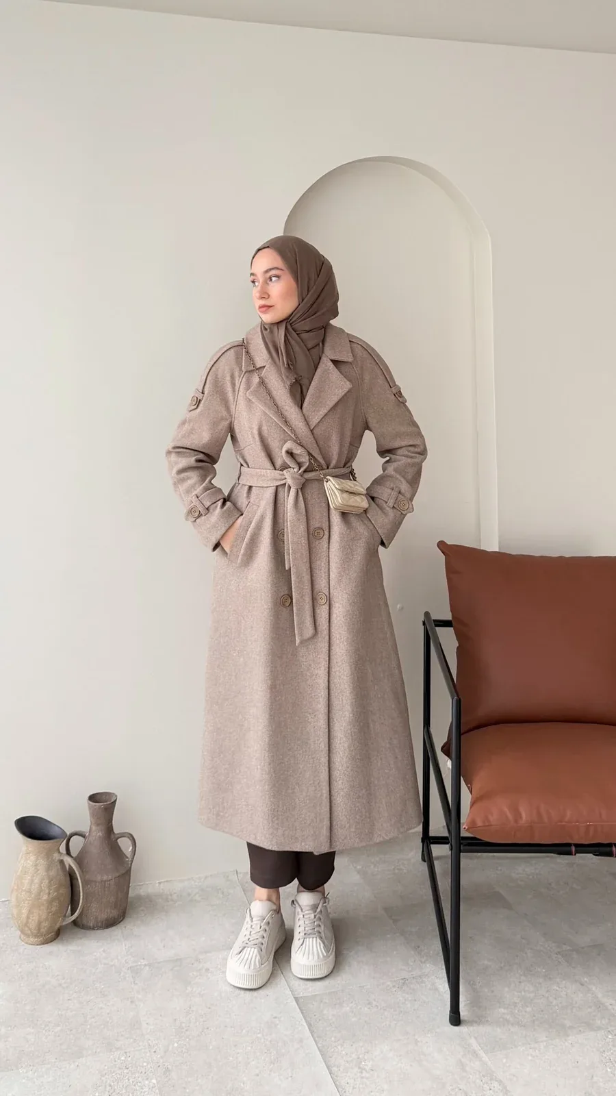 OLA Premium Kaşe Kaban VİZON, görsel 4