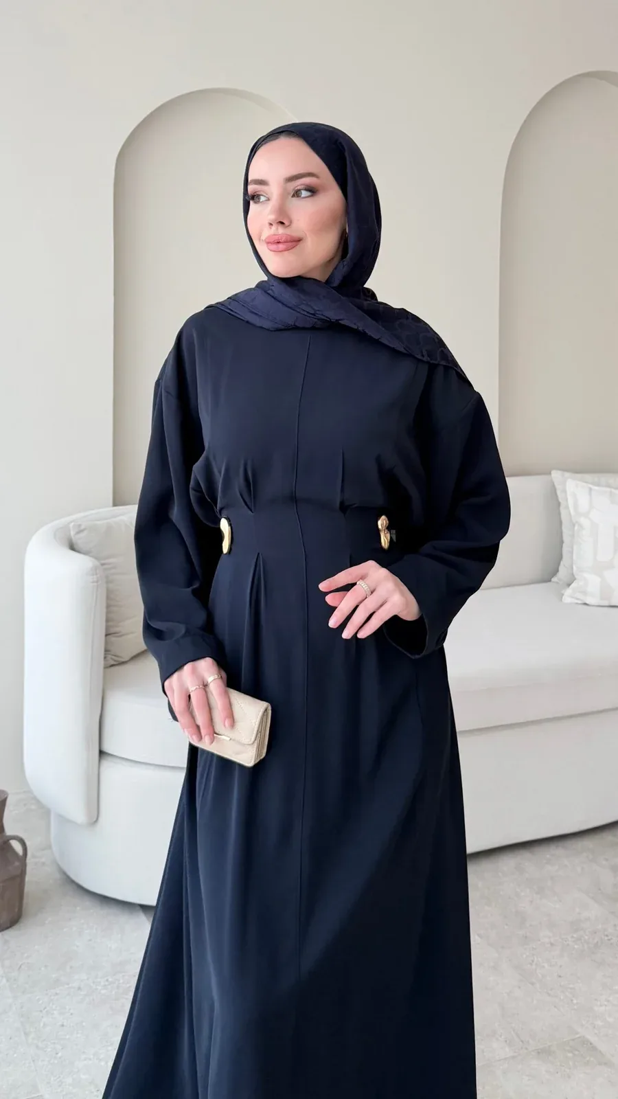 Meyla Gold Detaylı Elbise – Lacivert, görsel 3