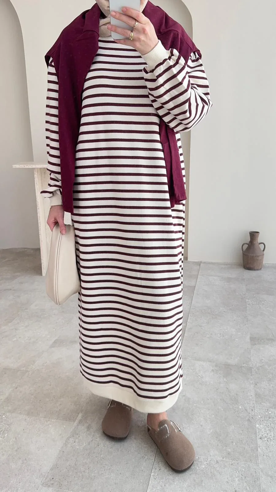 Misra Basic Elbise – Bordo, görsel 5