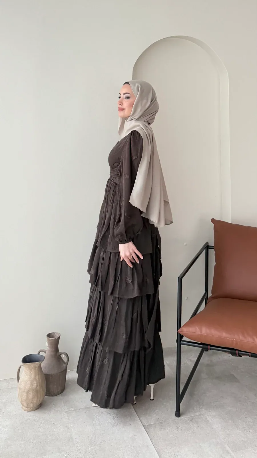 Kasra Tasarım Elbise – Kahve, görsel 2