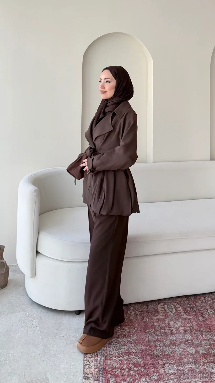 Sue Modal Trenç – Kahve, görsel 4