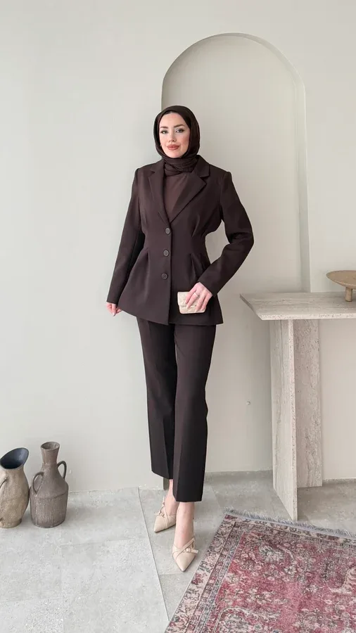POLYA BLAZER TAKIM – KAHVE