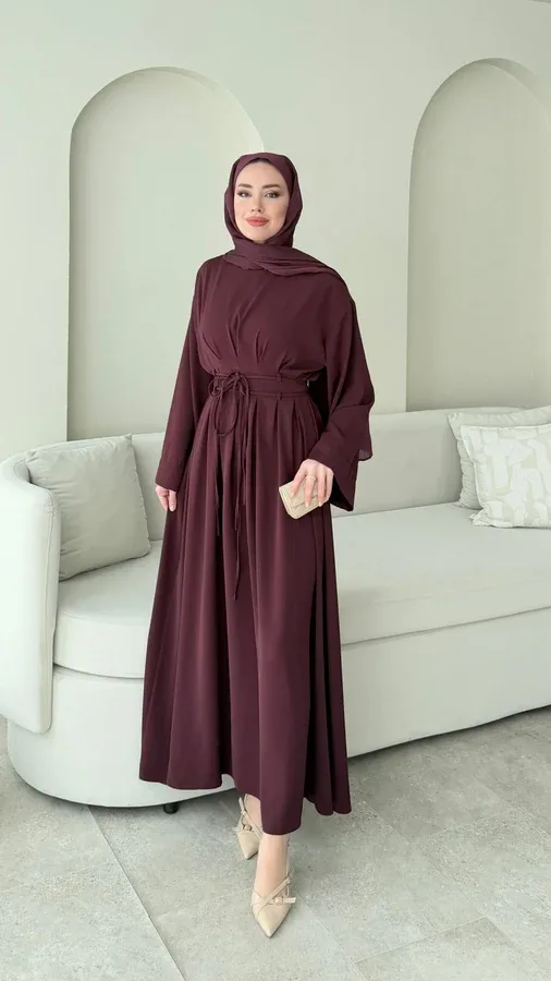 ELVİS BAĞLAMALI ELBİSE – BORDO