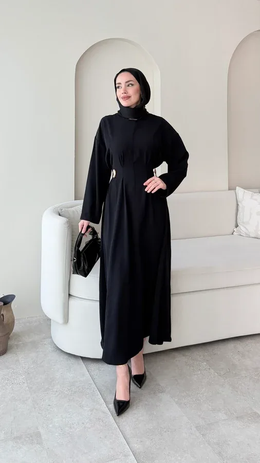 MEYLA GOLD DETAYLI ELBİSE – SİYAH