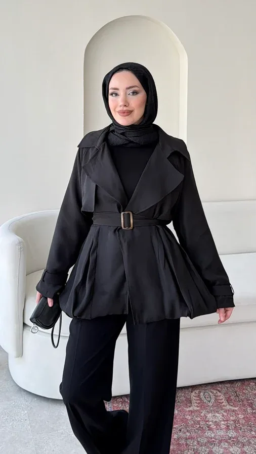 SUE MODAL TRENÇ – SİYAH