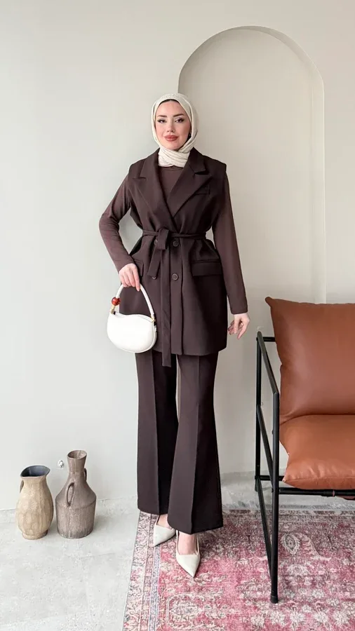 PENTA BLAZER YELEKLİ TAKIM – KAHVE