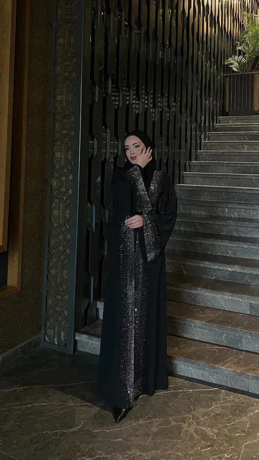 SAHRA IŞILTI ABAYA - SİYAH