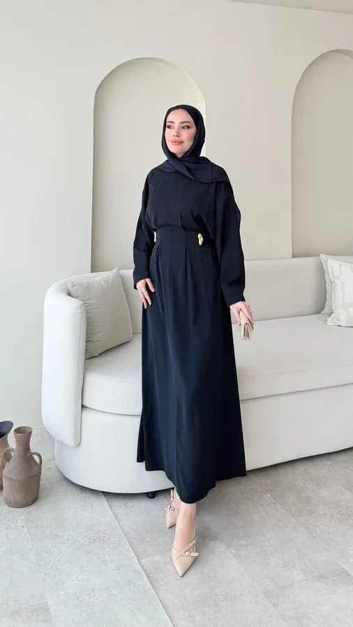 MEYLA GOLD DETAYLI ELBİSE – LACİVERT