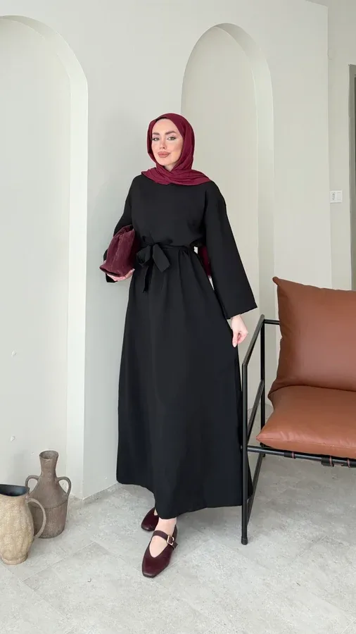 ESİL TENSEL ELBİSE – SİYAH