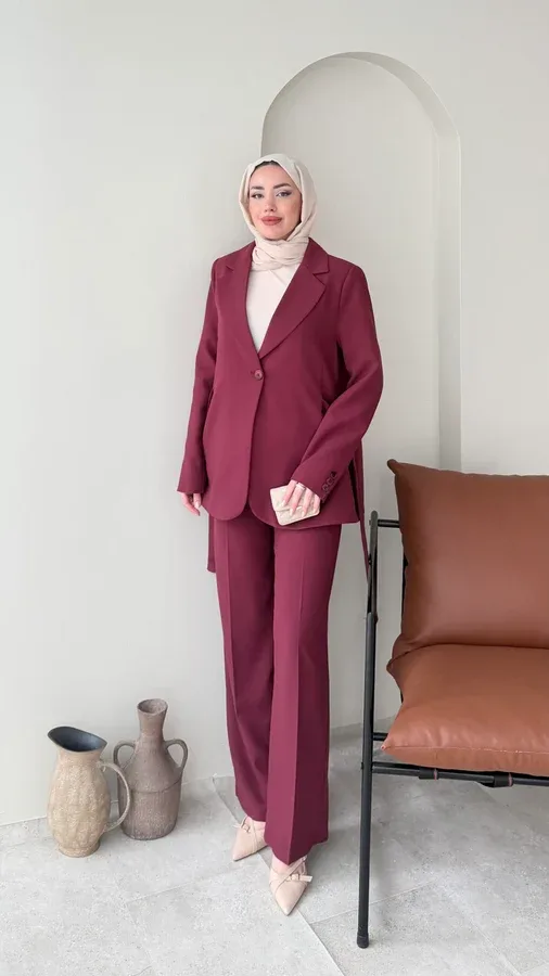 BELİN BLAZER TAKIM – BORDO